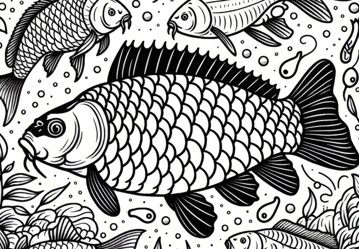 Carp coloring template free Carp coloring template free
