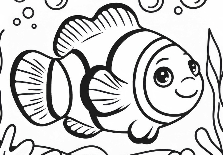 Free clownfish coloring page Free clownfish coloring template