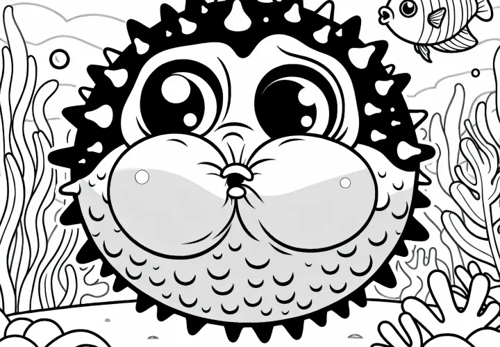 Coloring page of a pufferfish inflating – Free download Coloring page of a pufferfish inflating – Free download