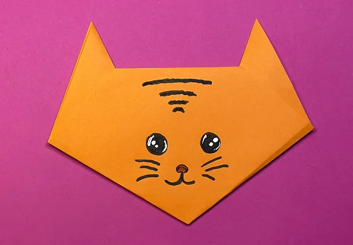 Simple Origami Kitten: Instructions with Photos and Video for Kids