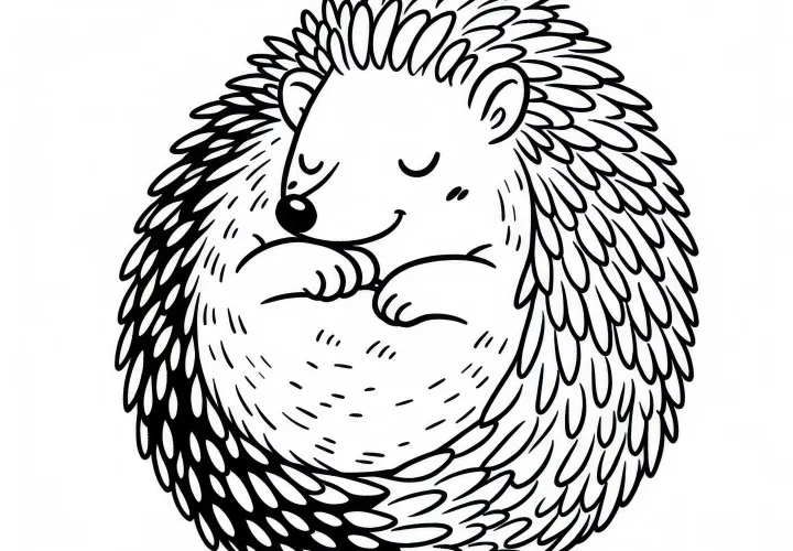 Hedgehog rolls into a ball - free coloring page Hedgehog rolls into a ball - free coloring page