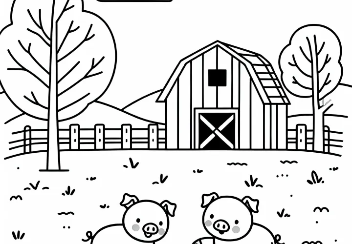 Two Pigs Playing with Ball - Coloring Page Free Two Pigs Playing with Ball - Coloring Page Free