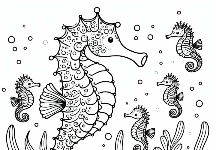 Малыши-сиянцы бьются вокруг большого родителя – бесплатный раскраска