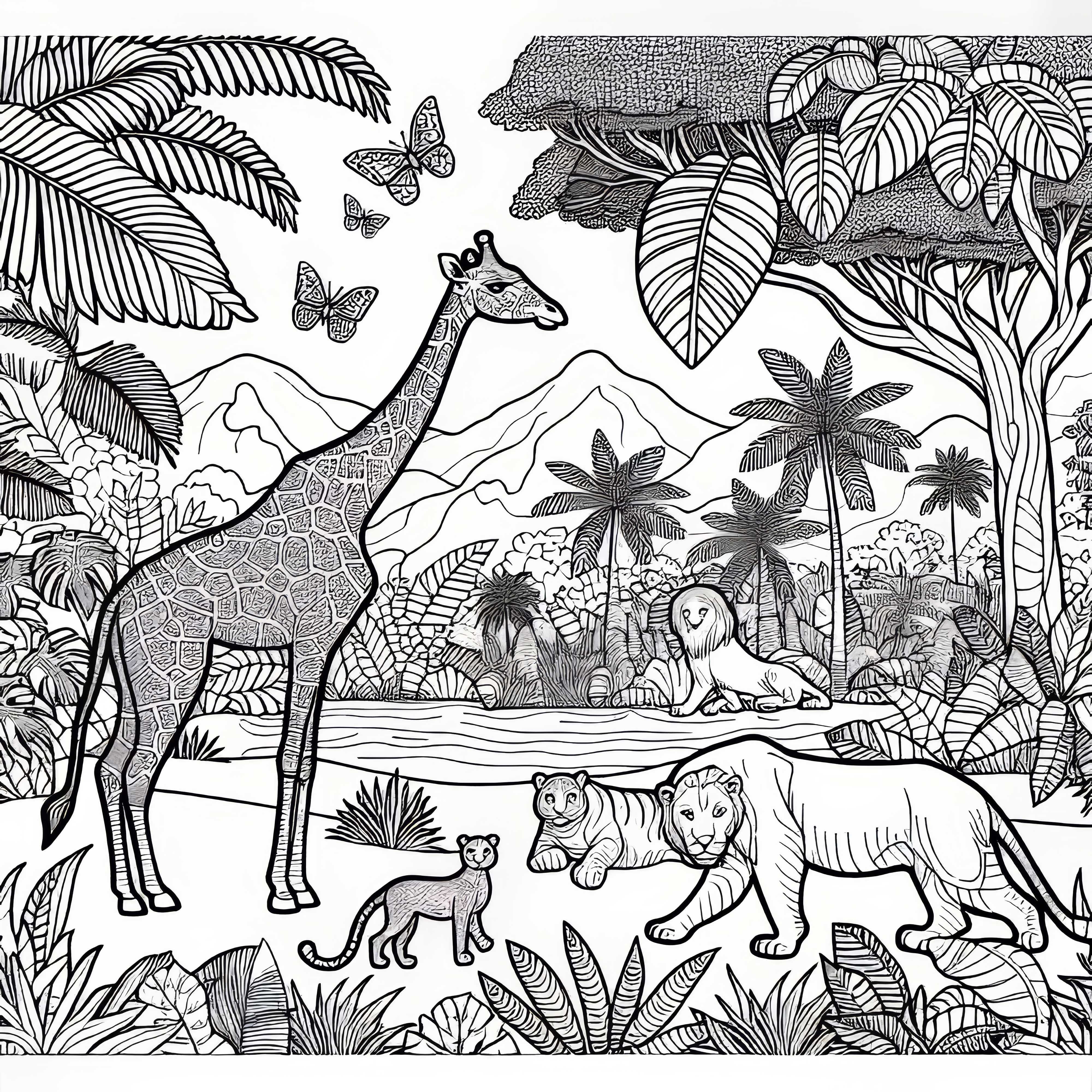 이국적인 정글 동물: 무료 색칠하기 페이? 이국적인 정글 동물: 무료 색칠 그림
