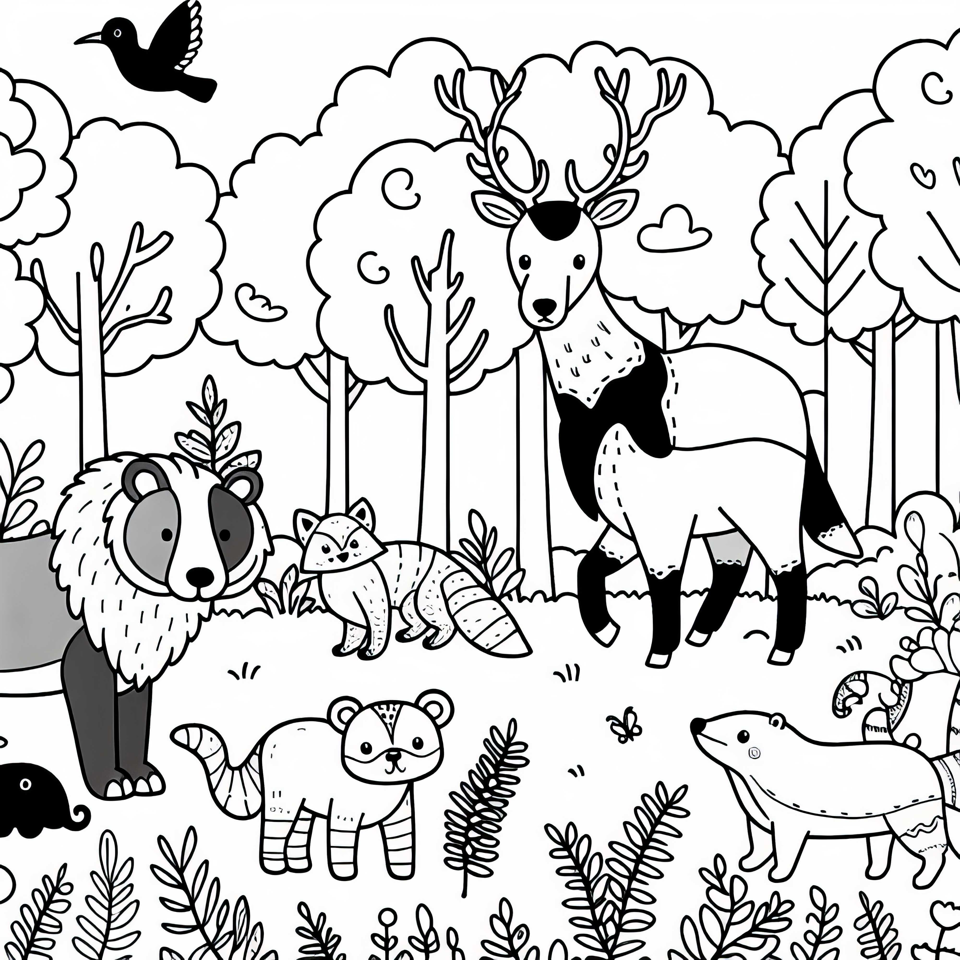 Animales Del Bosque Dibujo Para Colorear Gratis