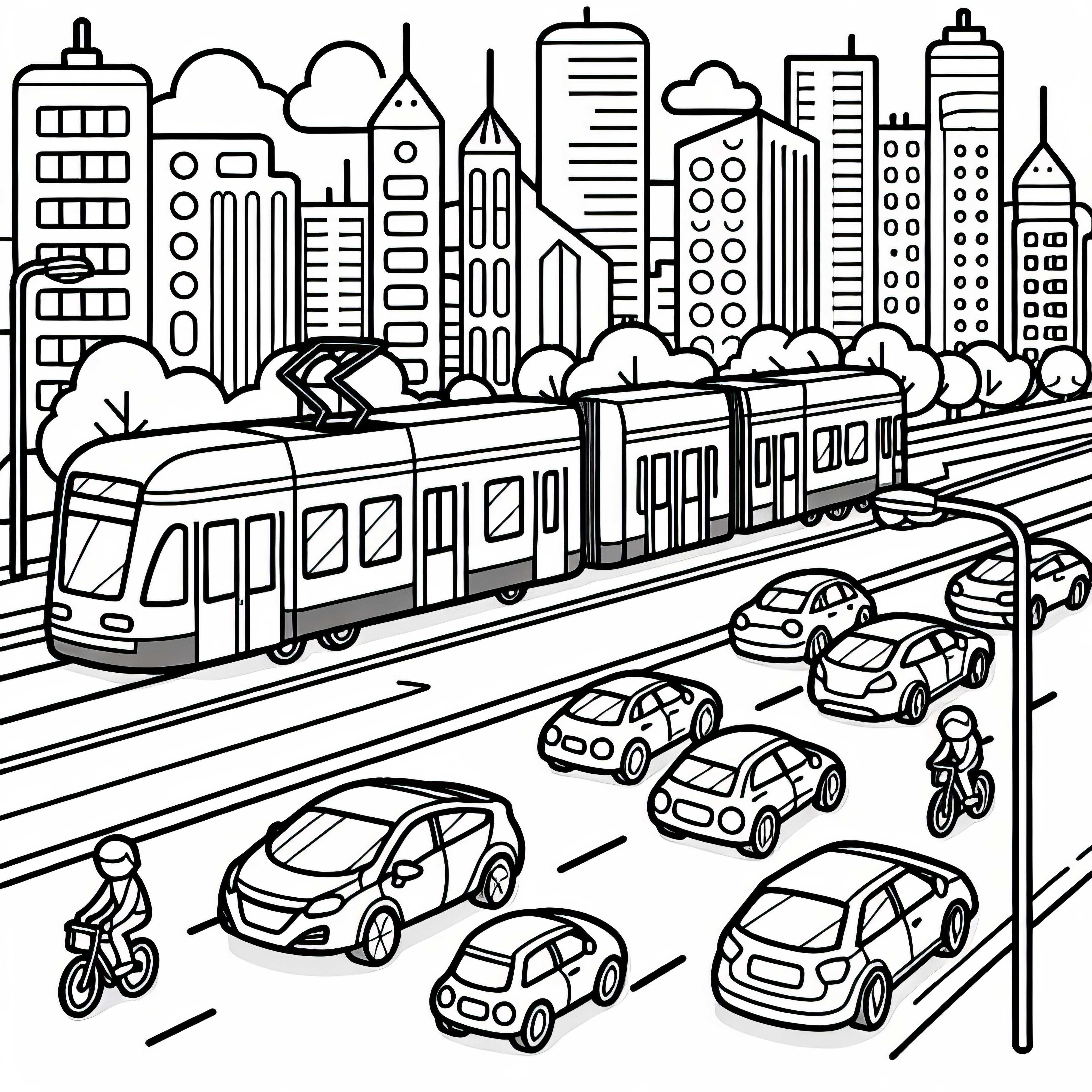 Tráfico en la ciudad: dibujo para colorear gratis