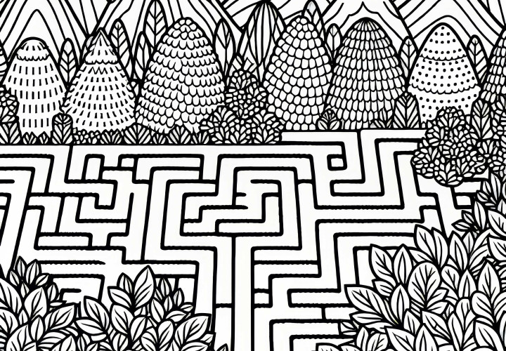 Labirinto de altas sebes: Desenho para colorir gratuito