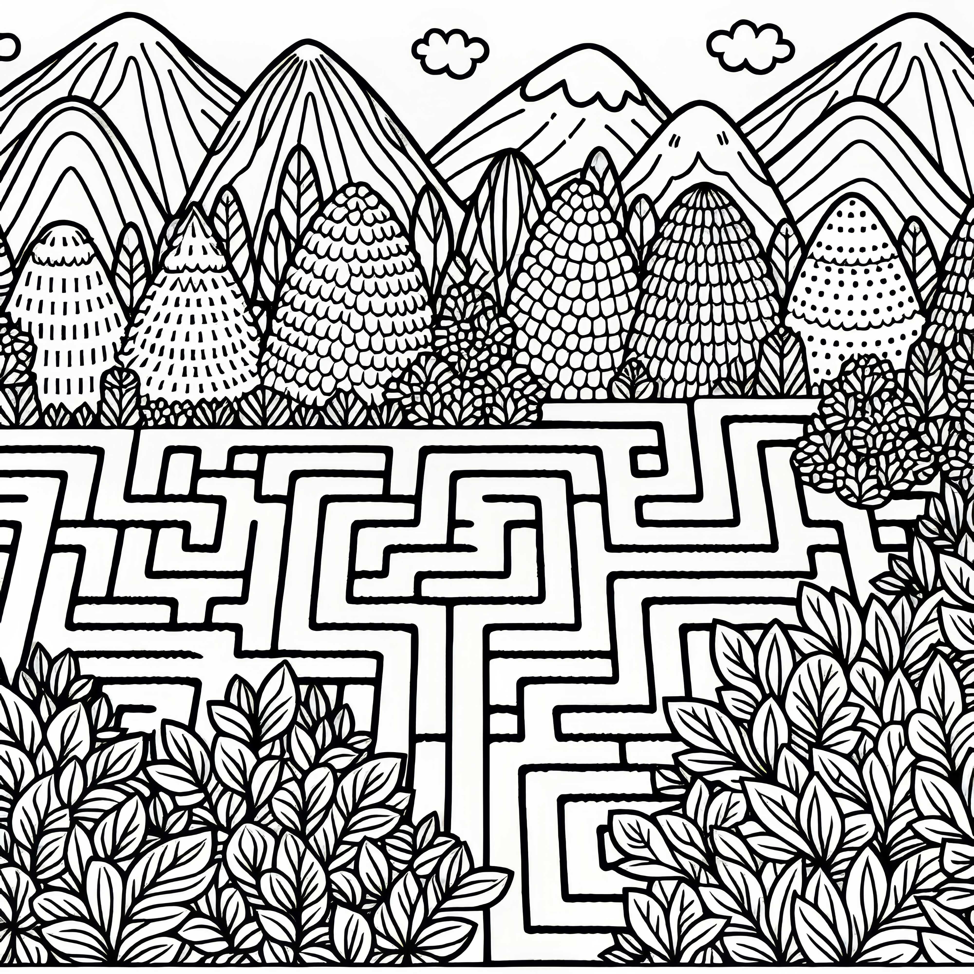 Labirinto de altos sebes: Desenho para colorir gratuito Labirinto de altos sebes: Imagem para colorir gratuita