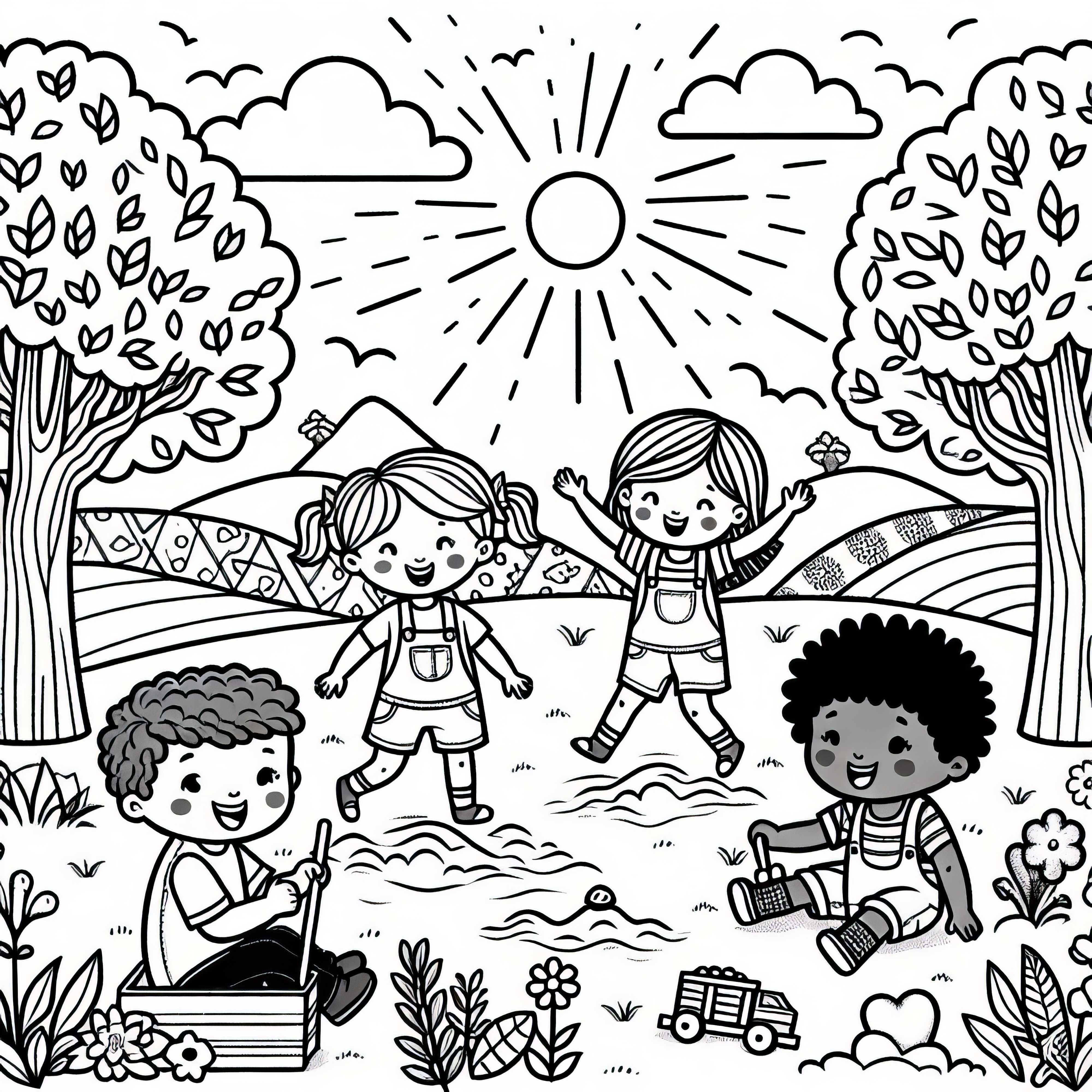 Crianças brincando no jardim - Papel de pintura grátis