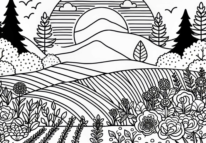 Desenho para colorir de canteiros de jardim grátis