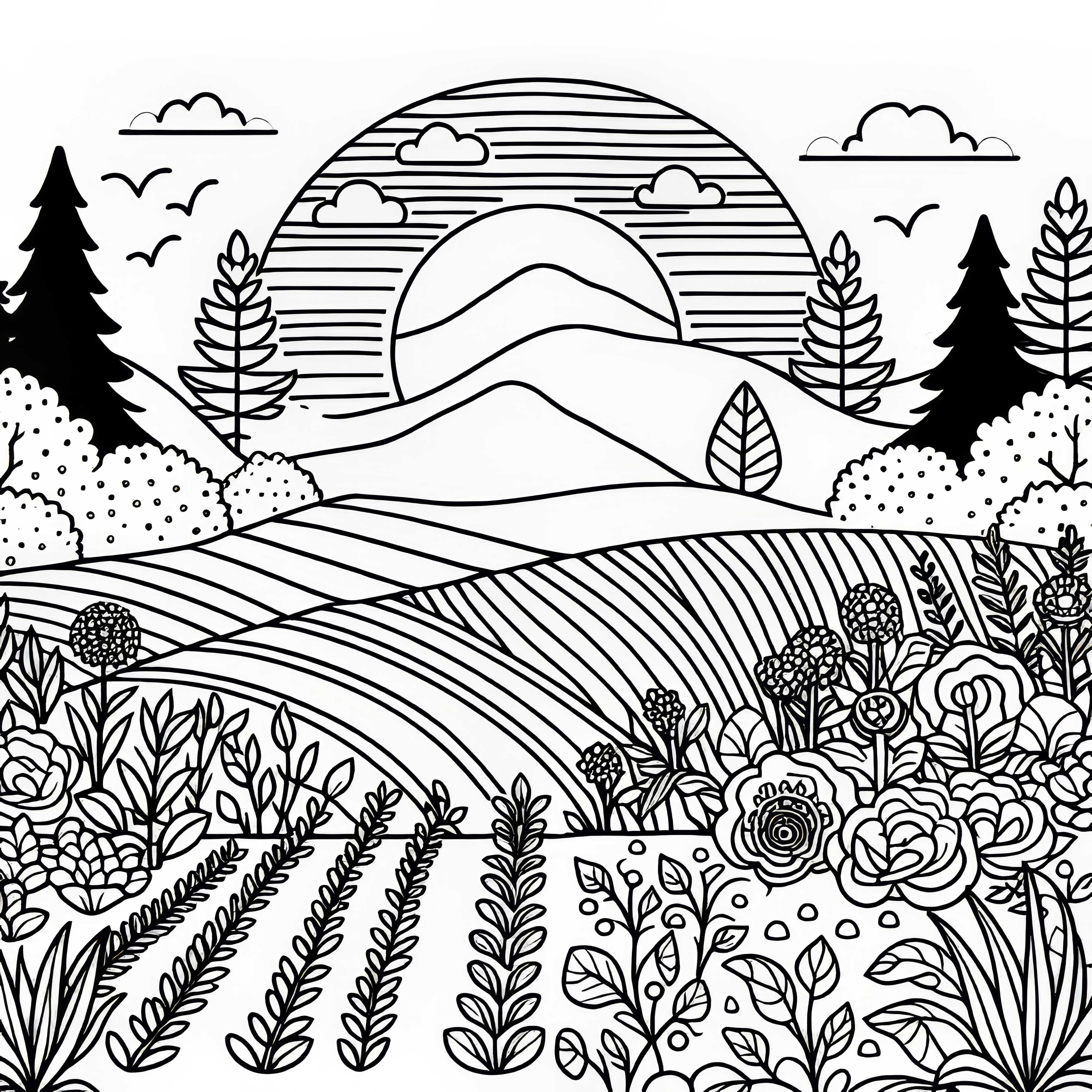 Imagem para Colorir de Canteiros de Jardim Gratuita