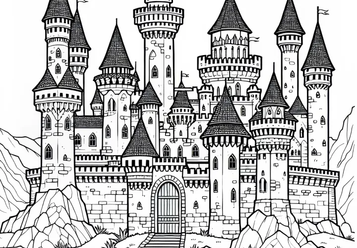 Download free coloring page of a knight's castle and color it online