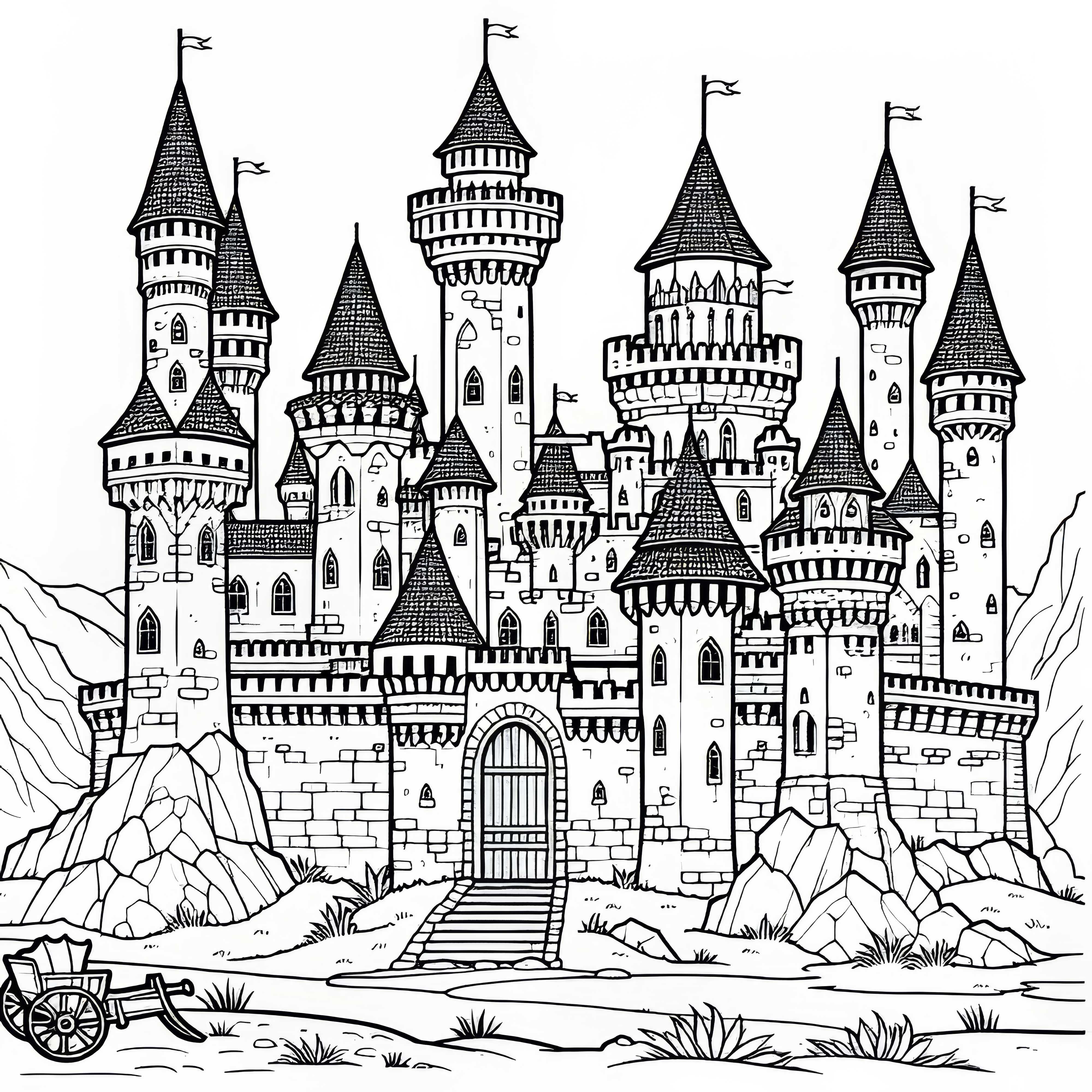 Download free coloring page of a knight's castle and color it online
