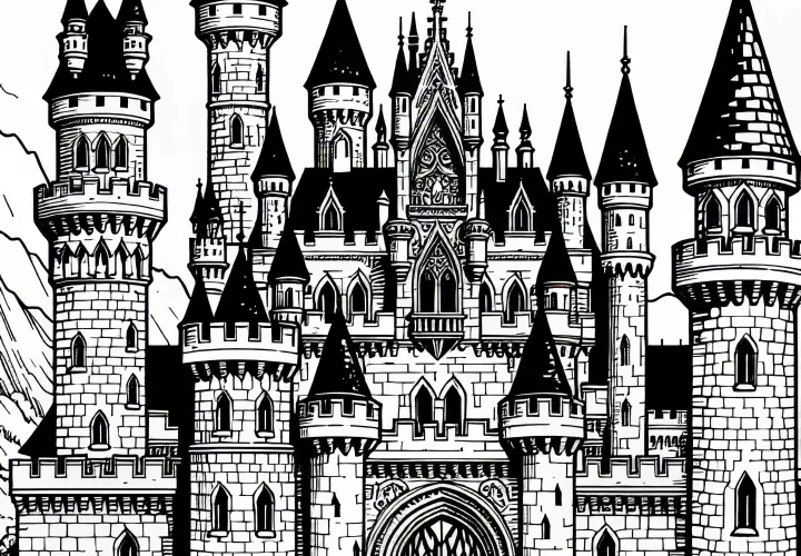 Large Knight Castle Coloring Page Free