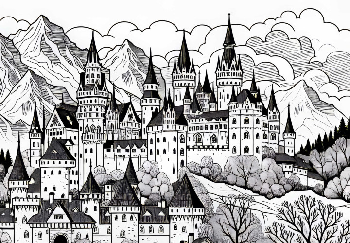 Castle Coloring Template Free – Free Coloring Page for Young and Old