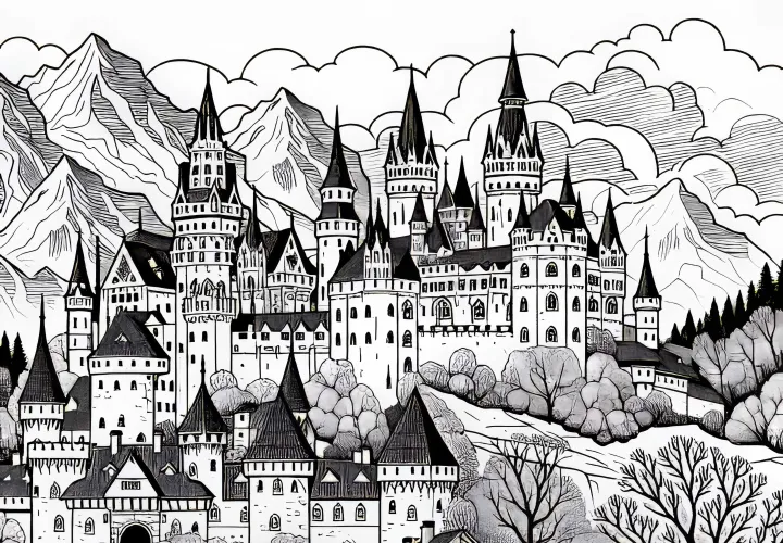 Castle Coloring Template Free – Free Coloring Page for Young and Old