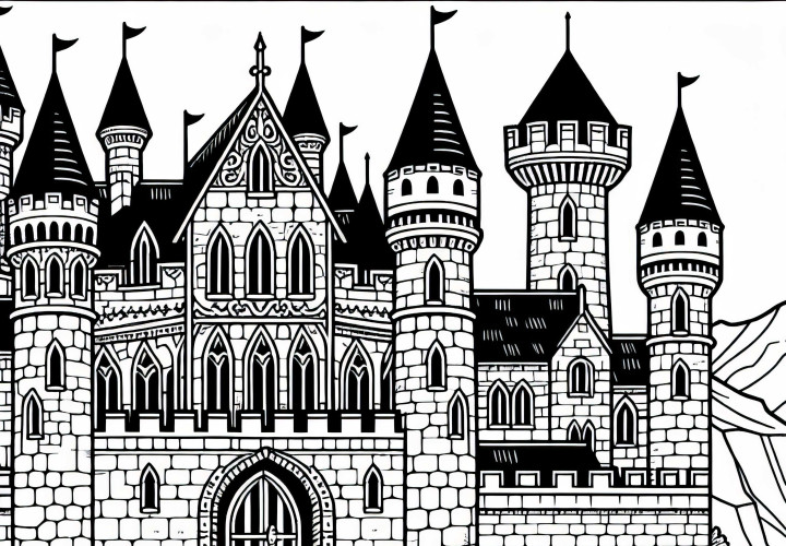 Free coloring pages of a medieval castle