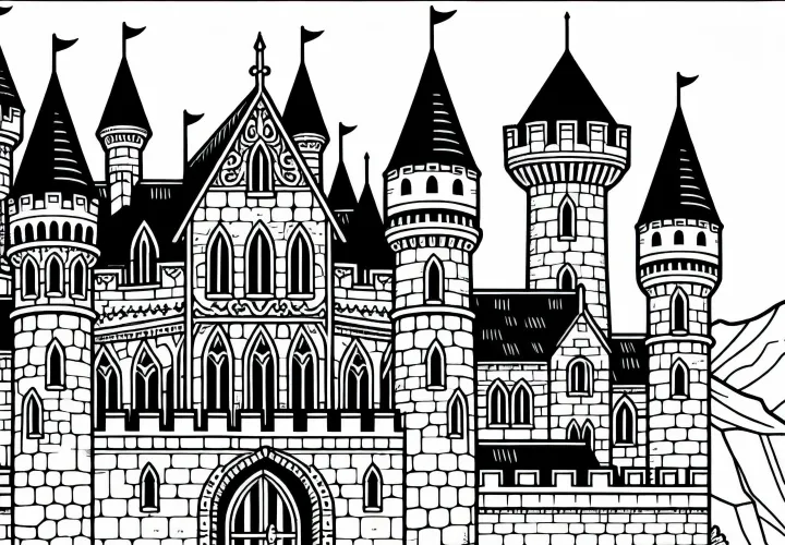 Free coloring pages of a medieval castle