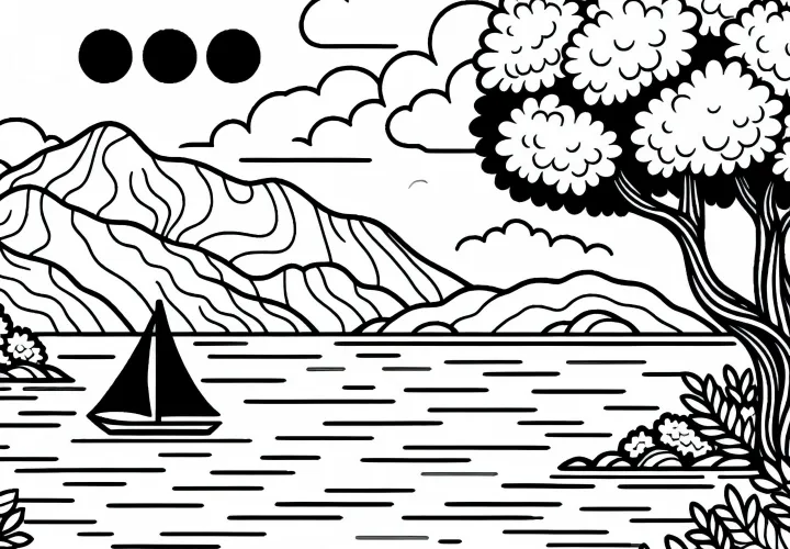 Small Island in the Sea - Coloring Page Free