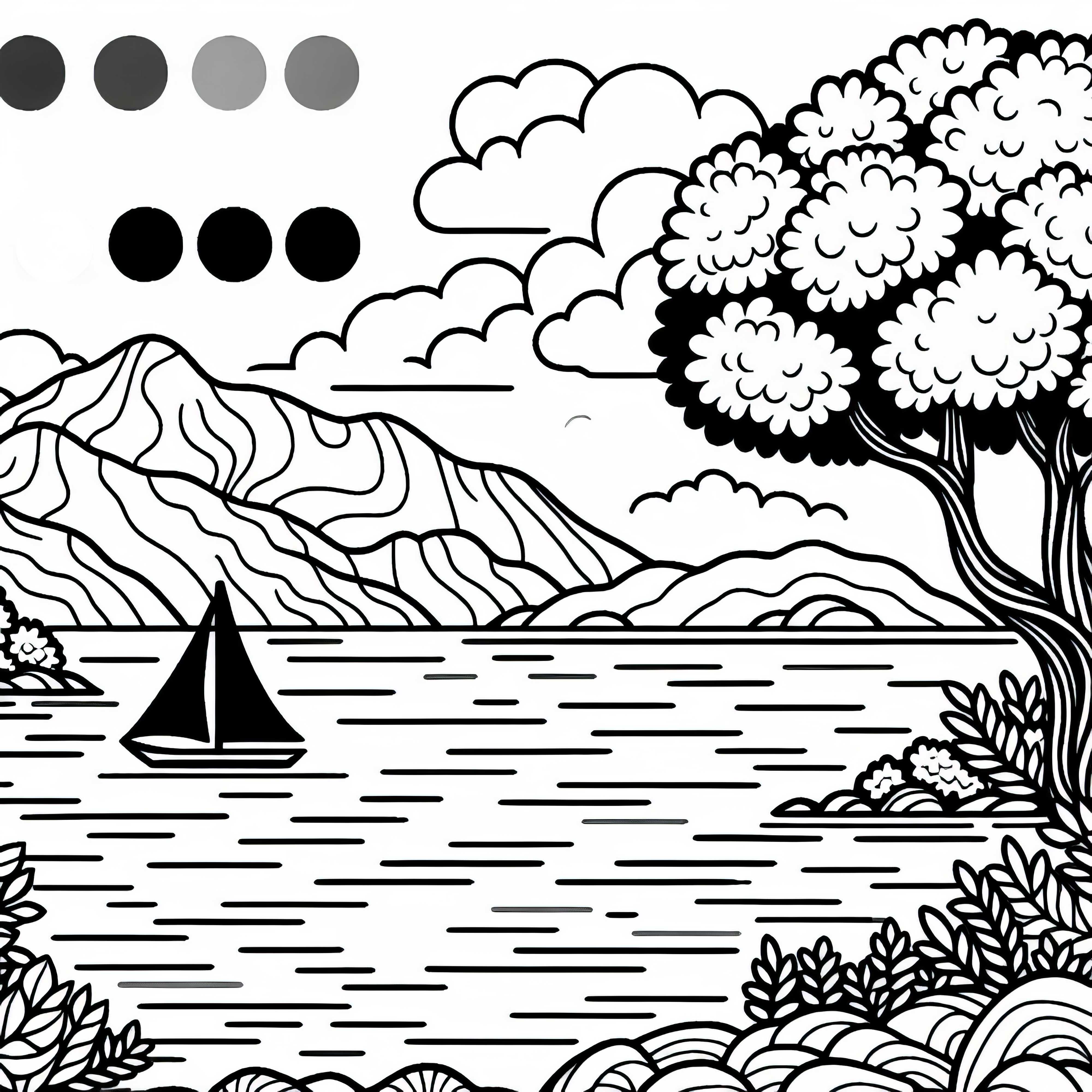 Малък остров в морето - Безплатна оцветяваща страница Малък остров в морето - безплатен шаблон за оцветяване