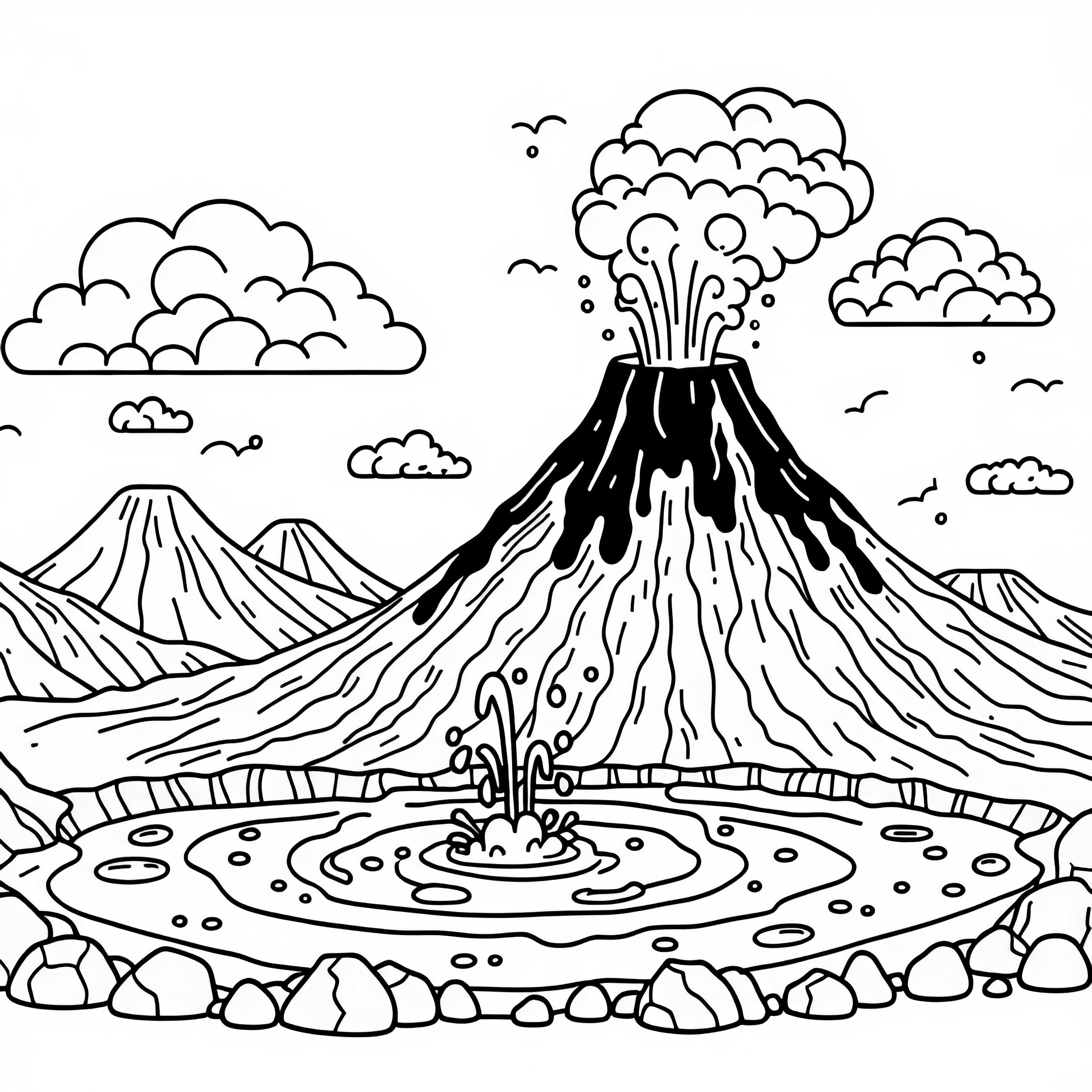 Vulcão com lava borbulhante - Desenho para colorir gratuito