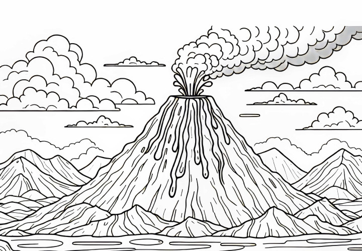 Vulcão explodindo – Desenho para colorir gratuito