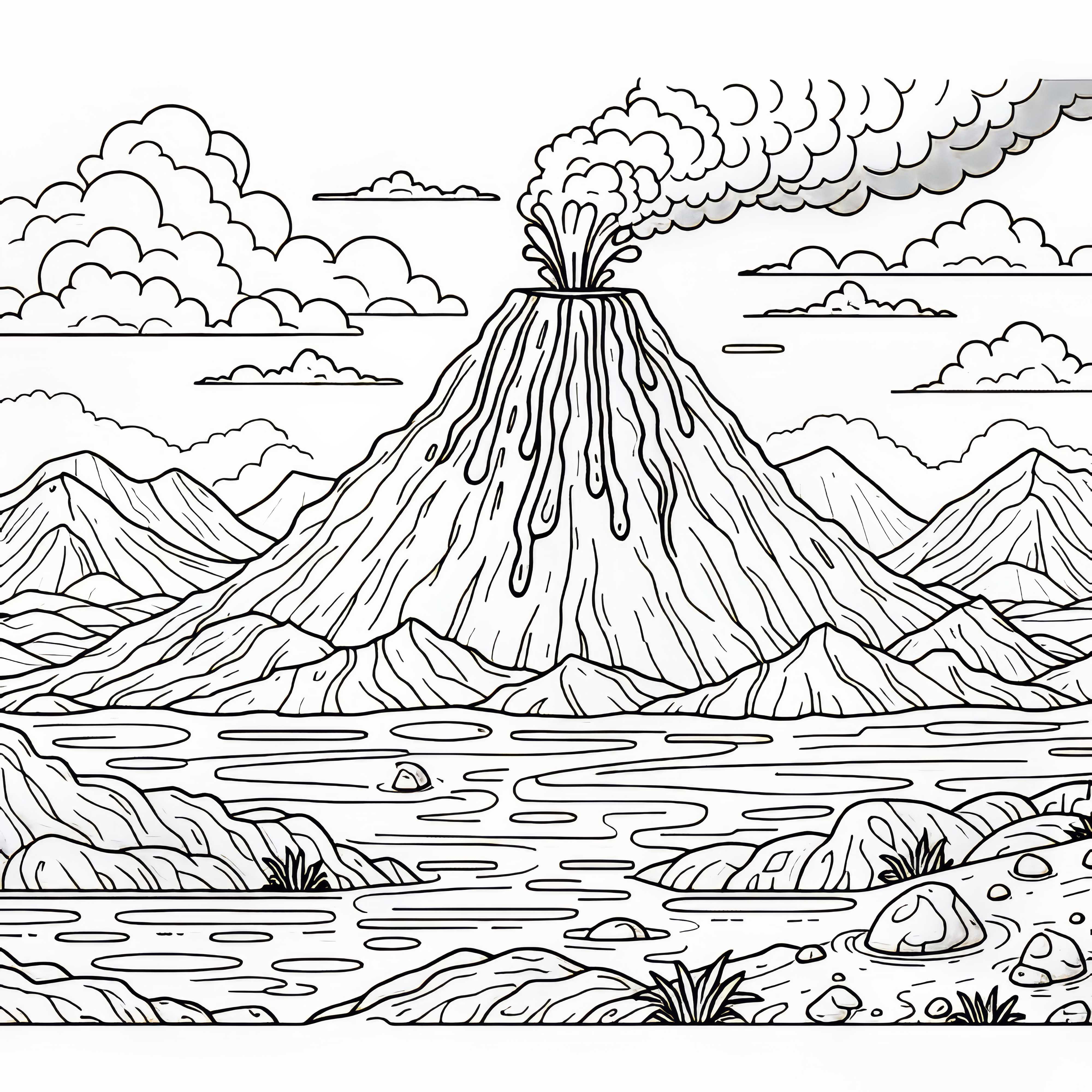 Vulcão explode - Desenho para colorir grátis