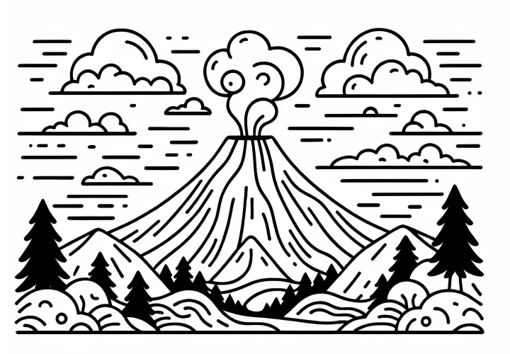 Volcano Coloring Page Free: Free Coloring Fun for Children