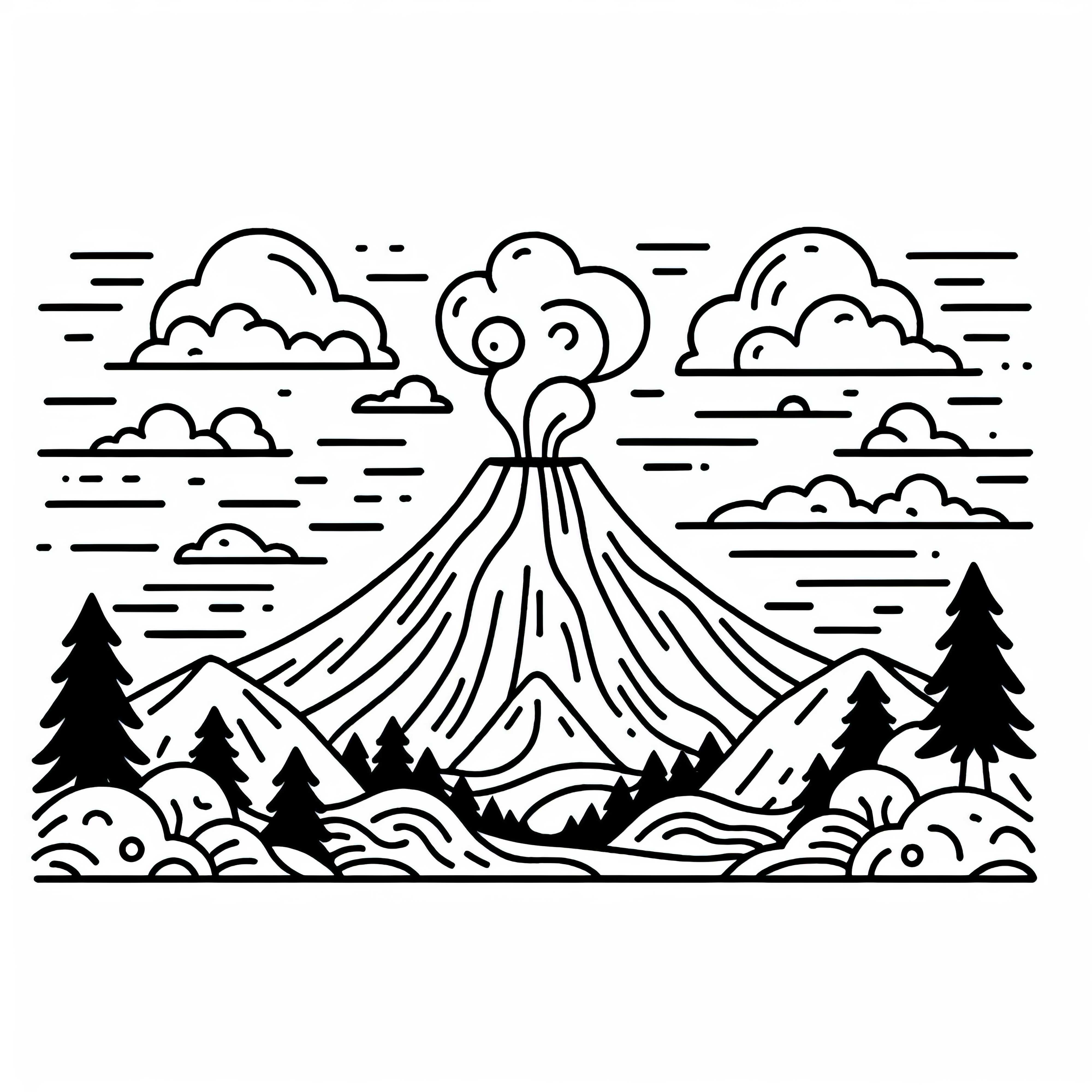 Desenho para Colorir de Vulcão Grátis: Diversão de Colorir Gratuita para Crianças