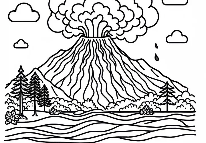 Erupting Volcano Coloring Page Free – Get your creative picture