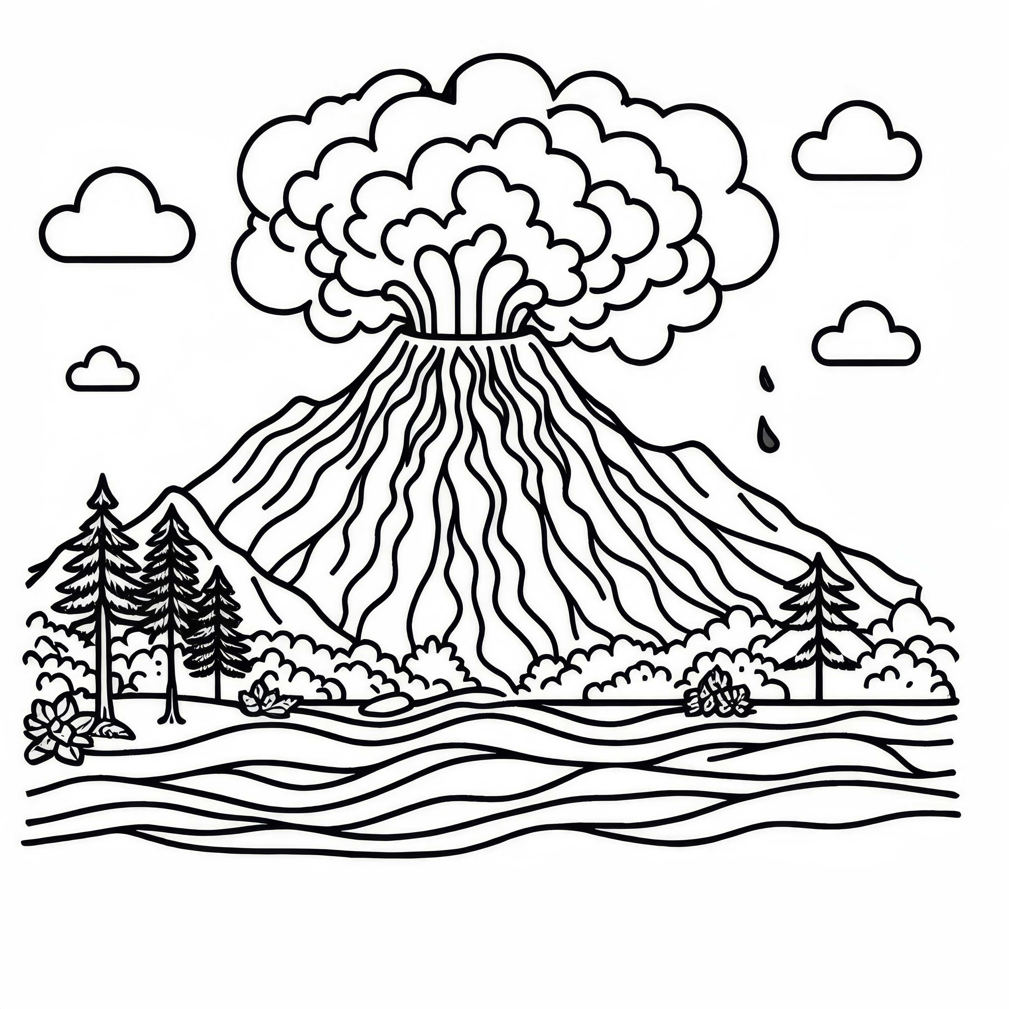 Vulcão em erupção Desenho para colorir Grátis – Pegue sua imagem criativa