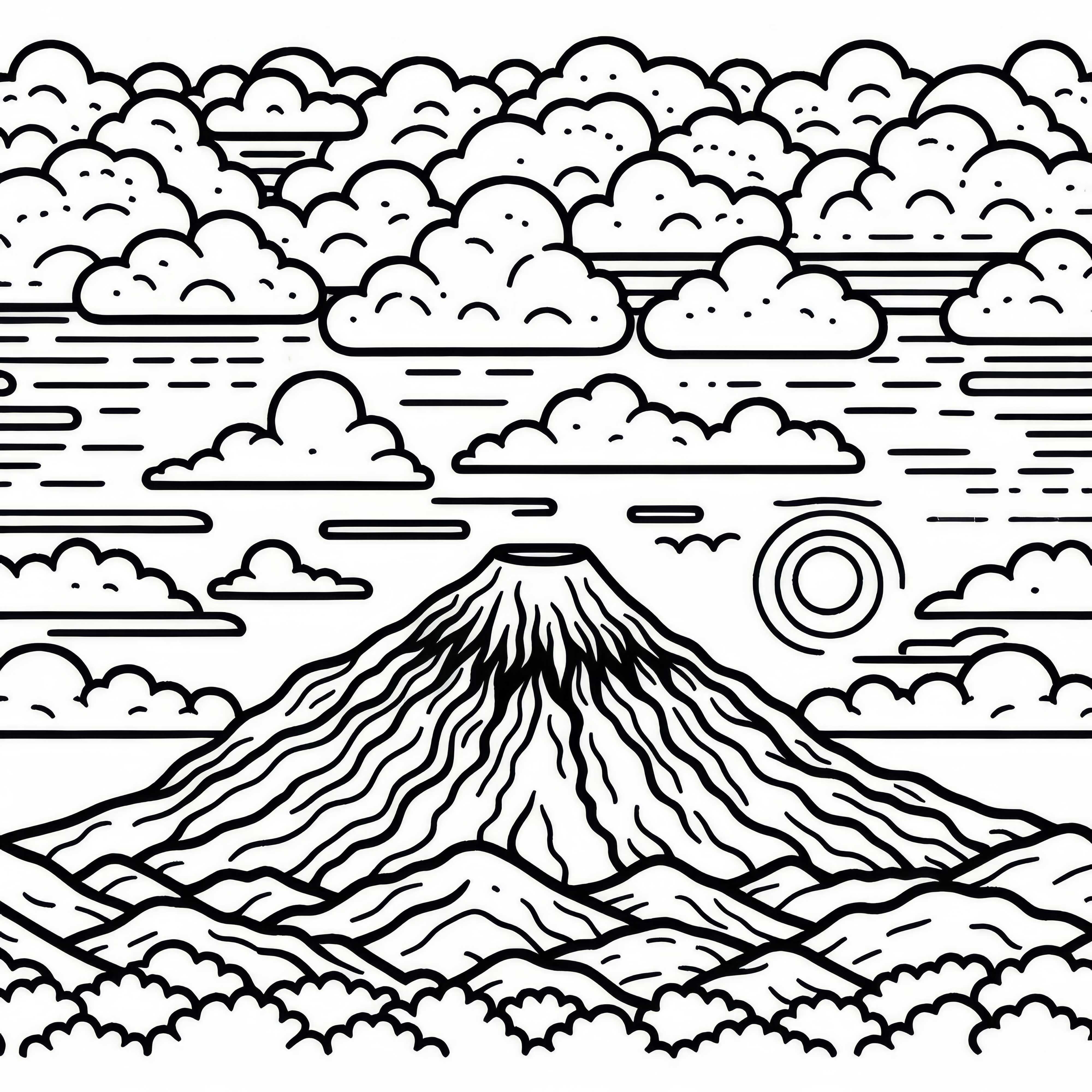 Vulcão à distância – Desenho para colorir gratuito