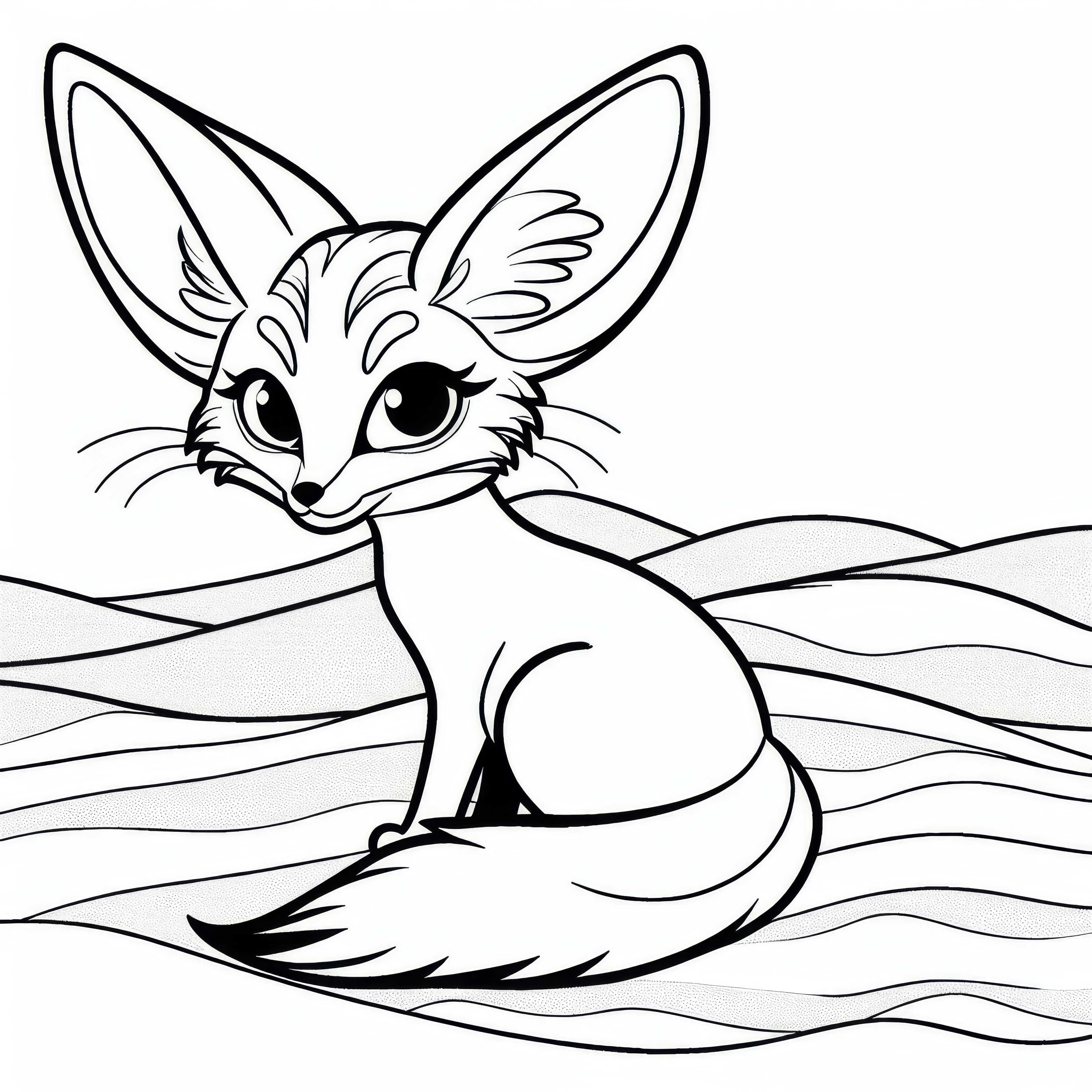 Raposa do deserto (Fennek) em duna de areia no deserto – Desenho para colorir grátis