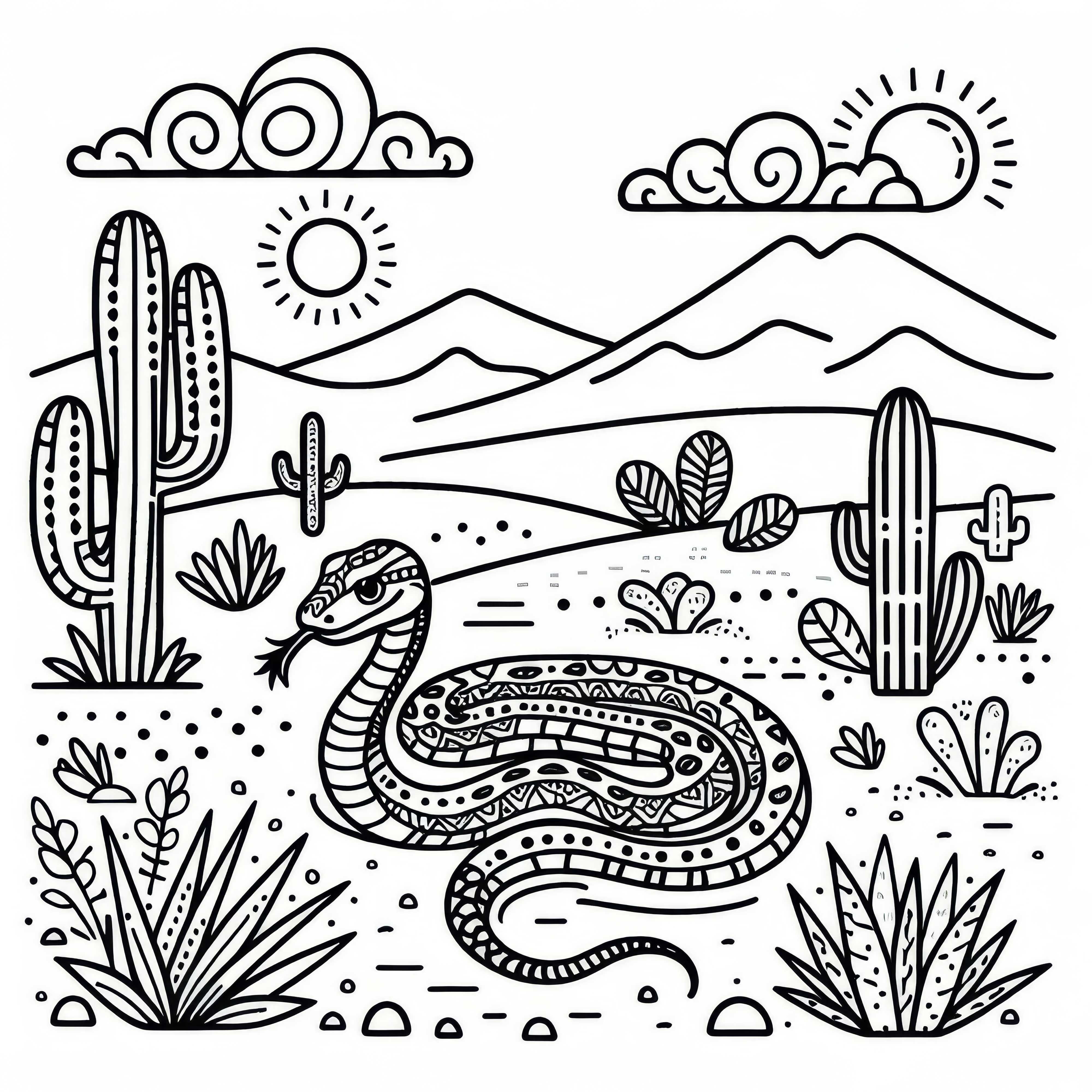 Cobra na areia quente do deserto - Desenho para colorir grátis