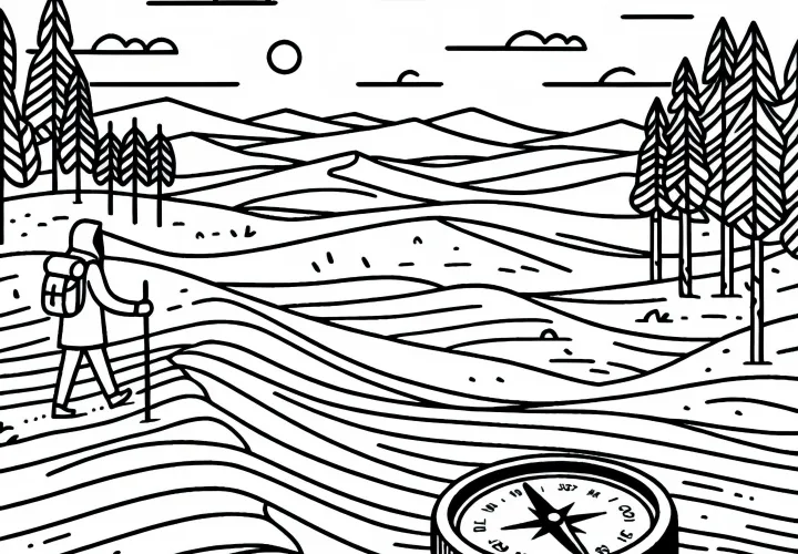 Lost Traveler in the Desert - Free Coloring Page