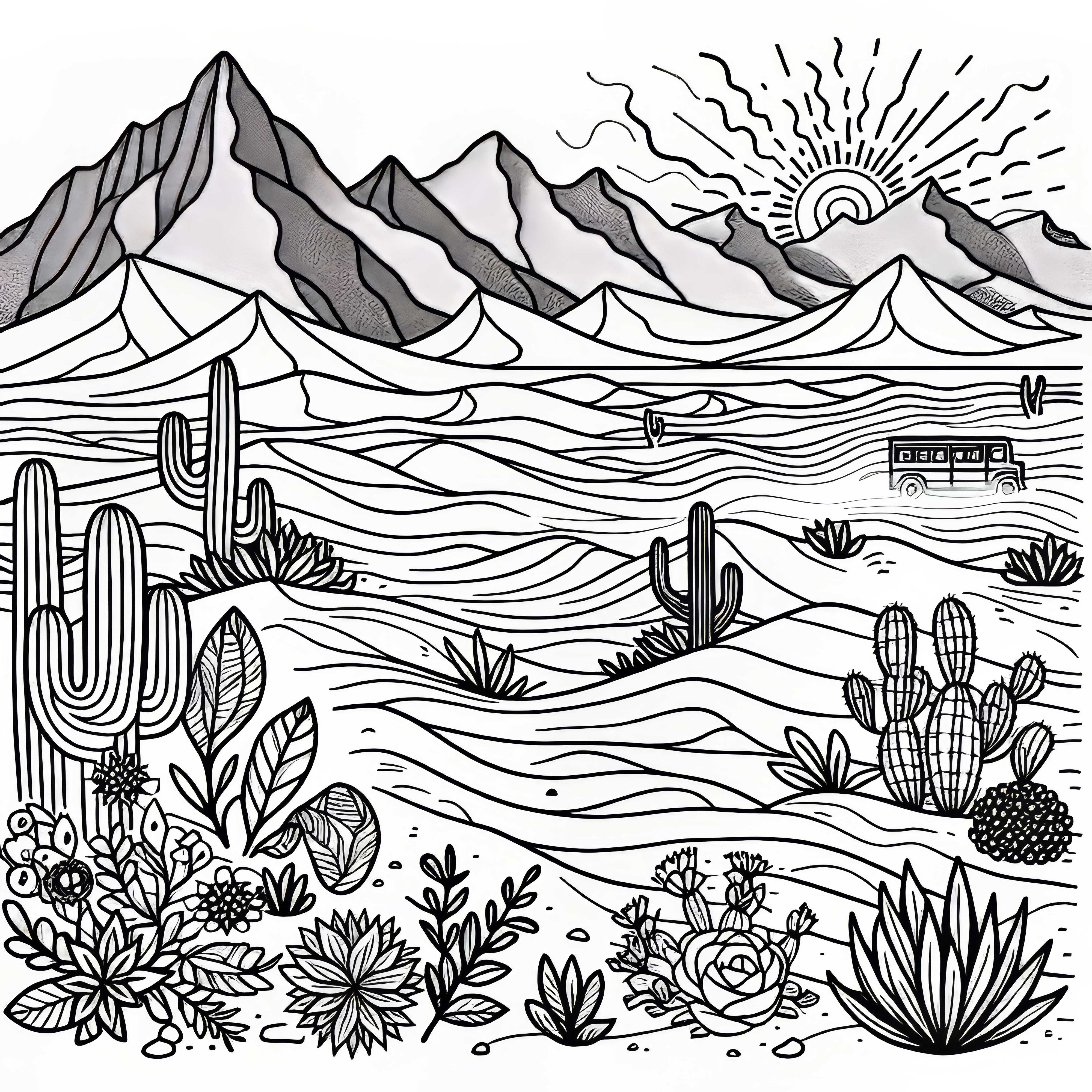 Tempestade de areia sobre o deserto - Desenho para colorir gratuito
