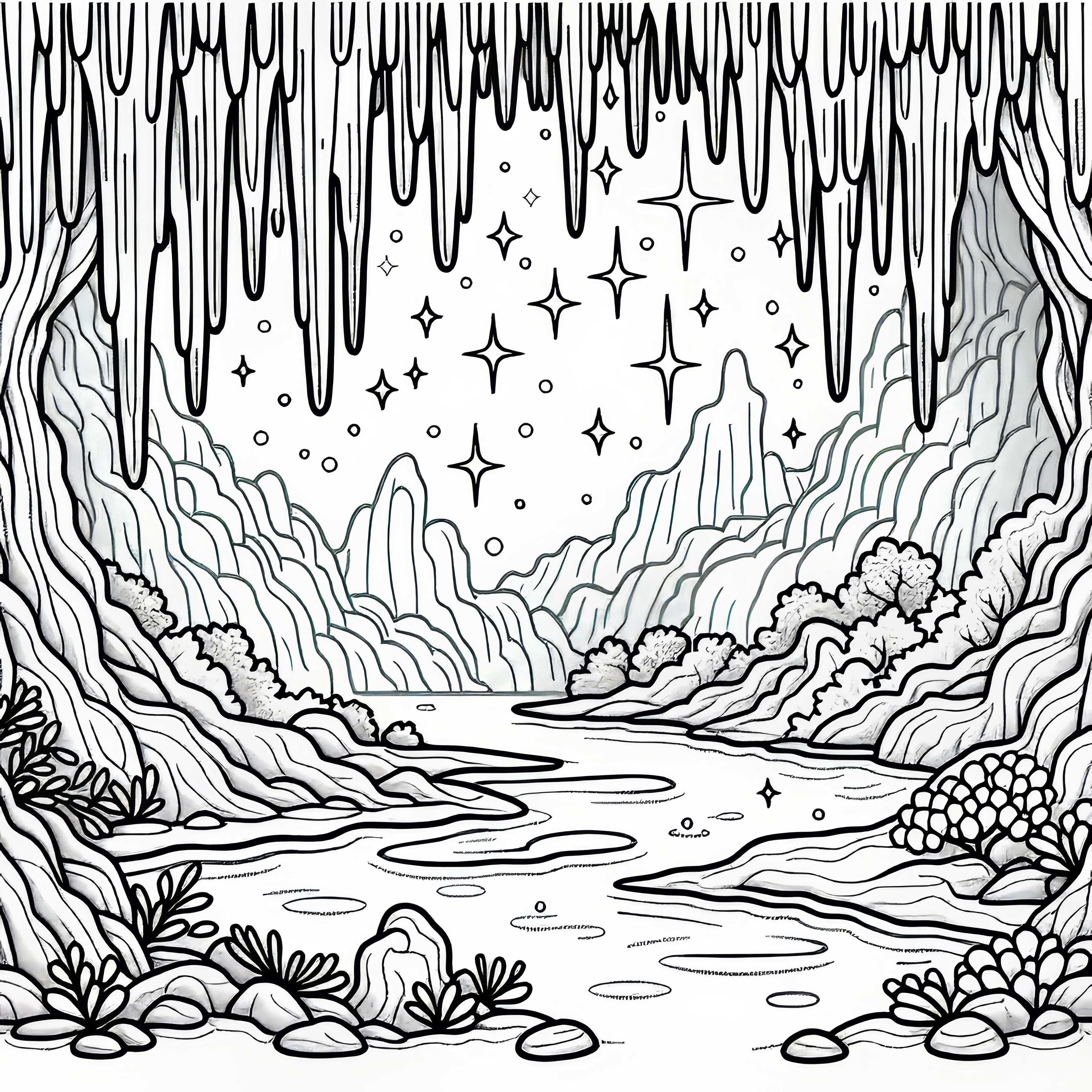 Gocce di stalattiti nella grotta da scaricare gratuitamente come disegno da colorare