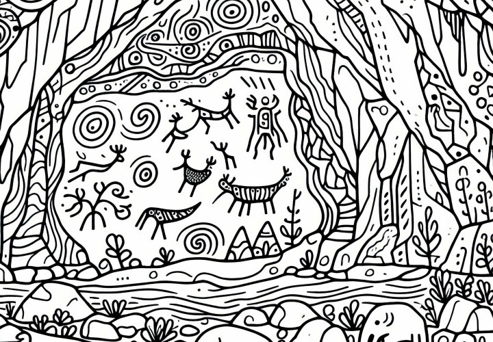 Disegno di alta qualità da colorare con disegni su parete di cavità