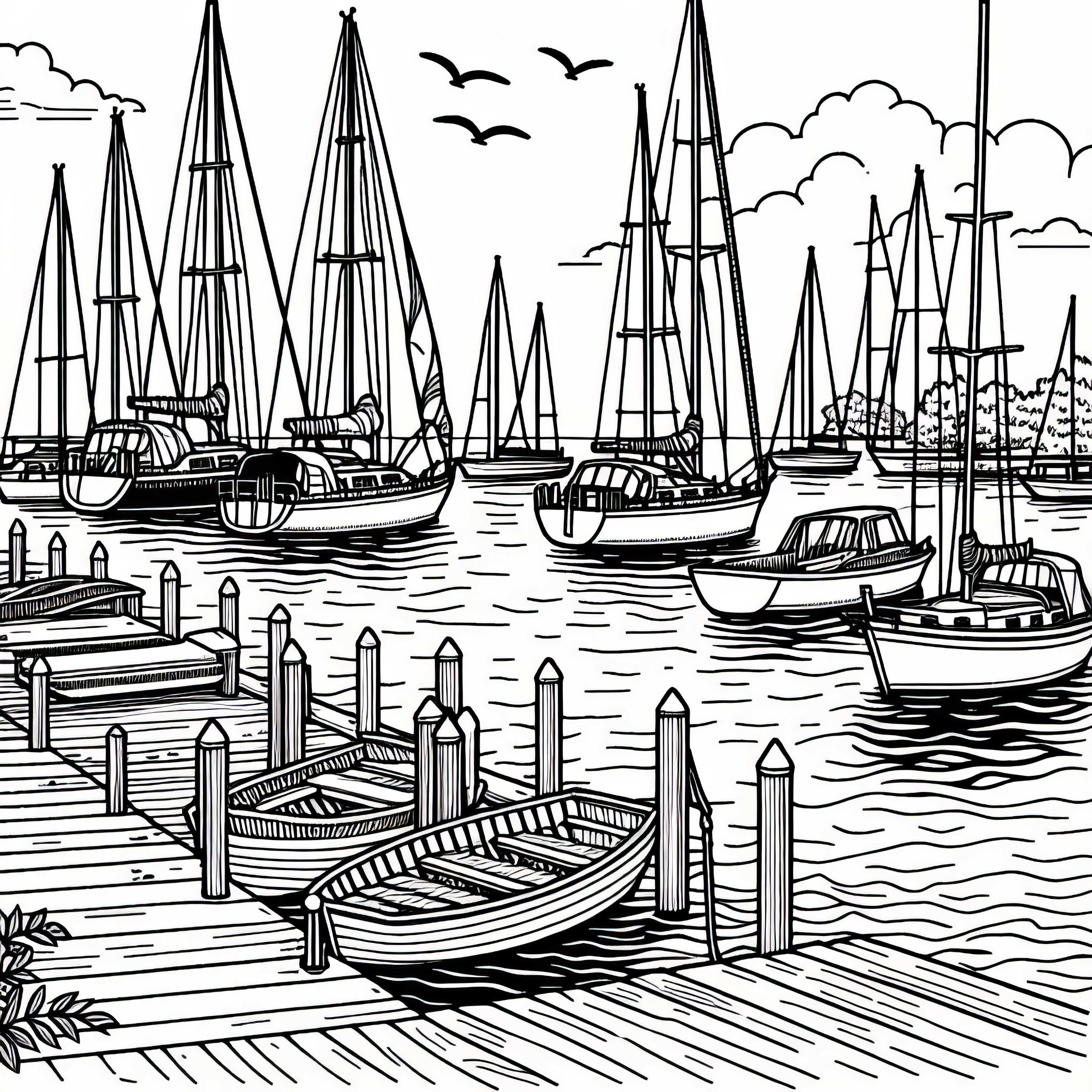 Sejlbåde ligger i havnen ved træbroen - Malebillede gratis