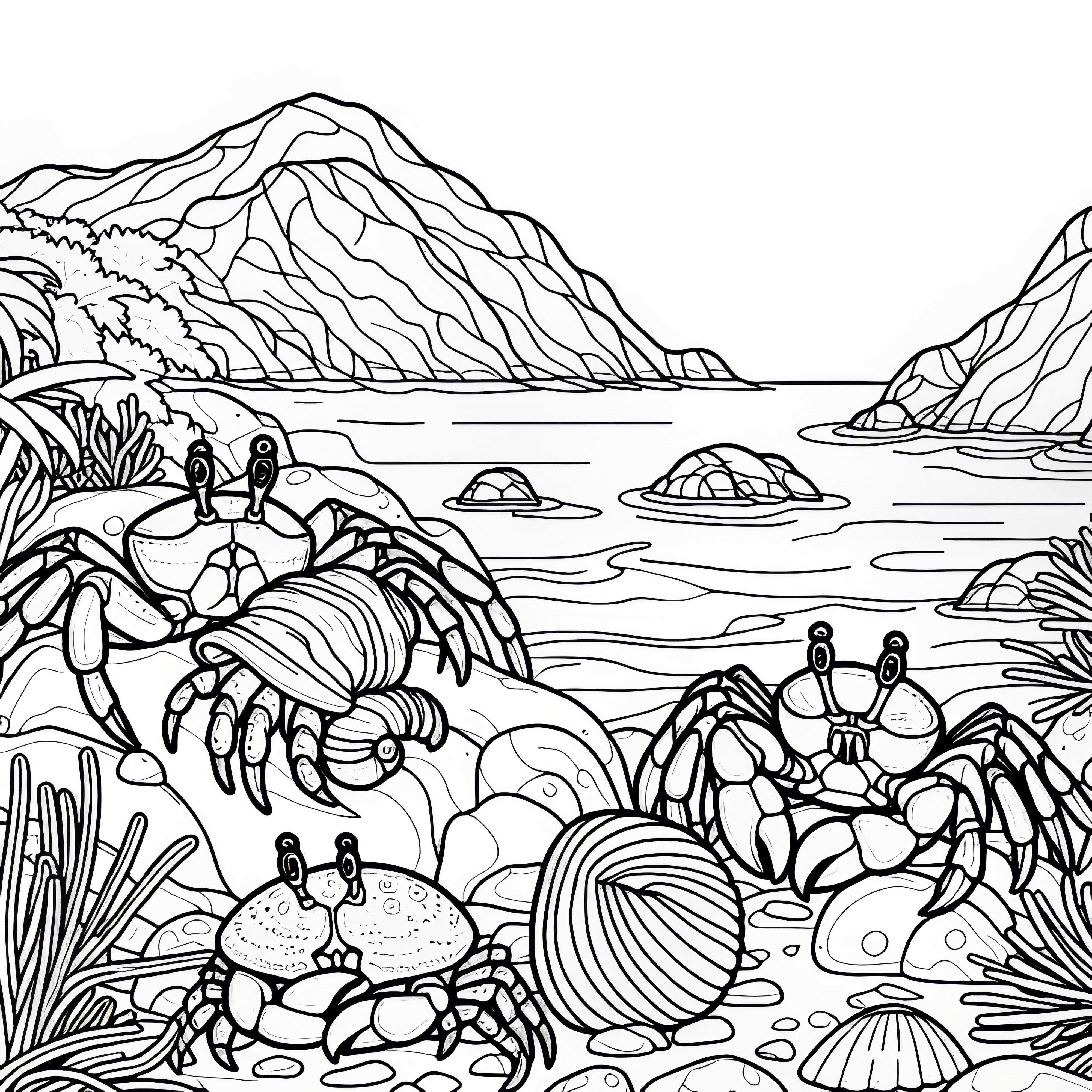 Ракове върху камъни на брега – безплатен печатен шаблон Ракове по камъни на брега - безплатен шаблон за оцветяване