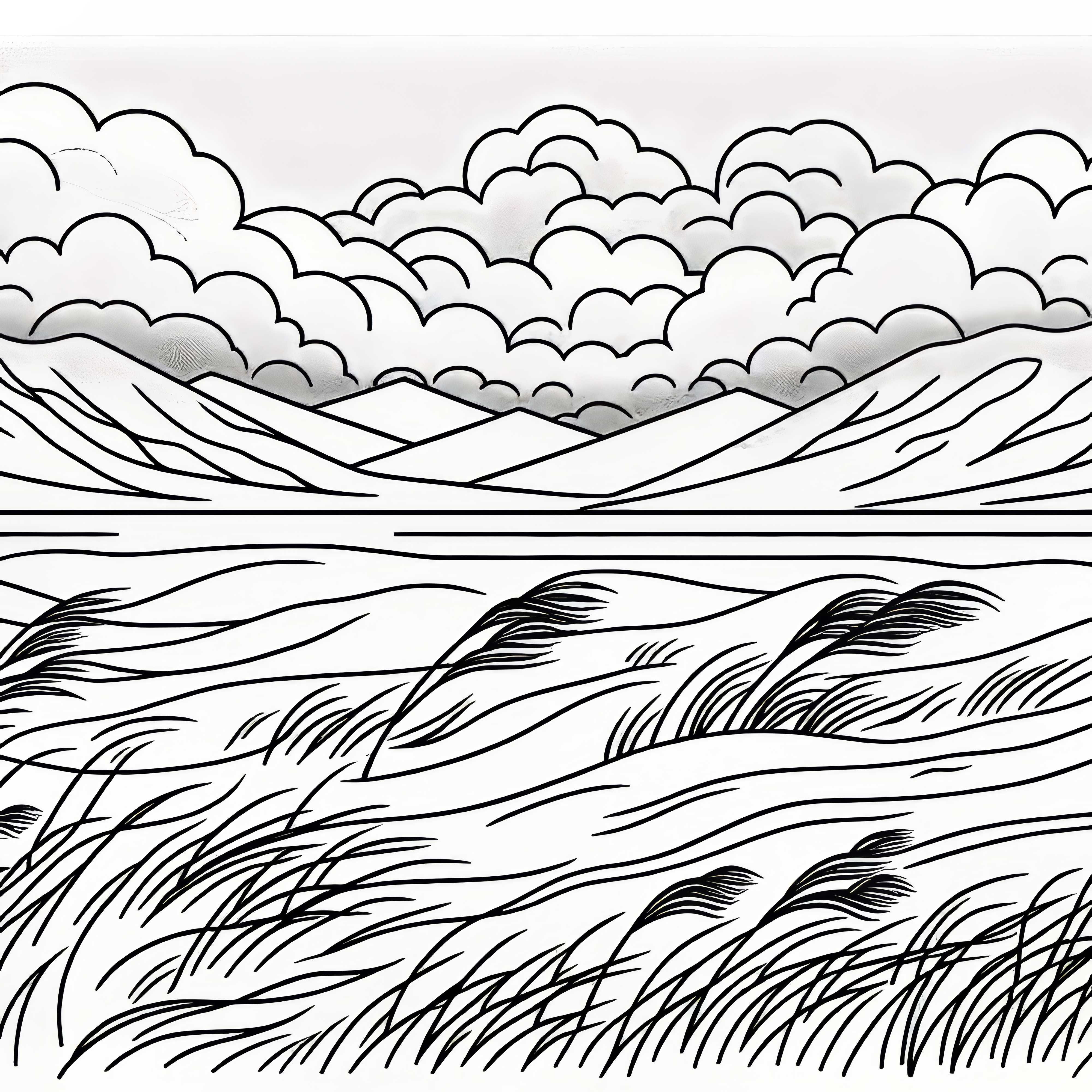 Вятър вее над тревиста степ – Безплатно изтегляне на оцветяваща снимка Вятърът духа над тревиста степ – Безплатно изтегляне на оцветяваща страницa