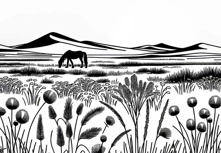 Steppe Landscape Coloring Page Free