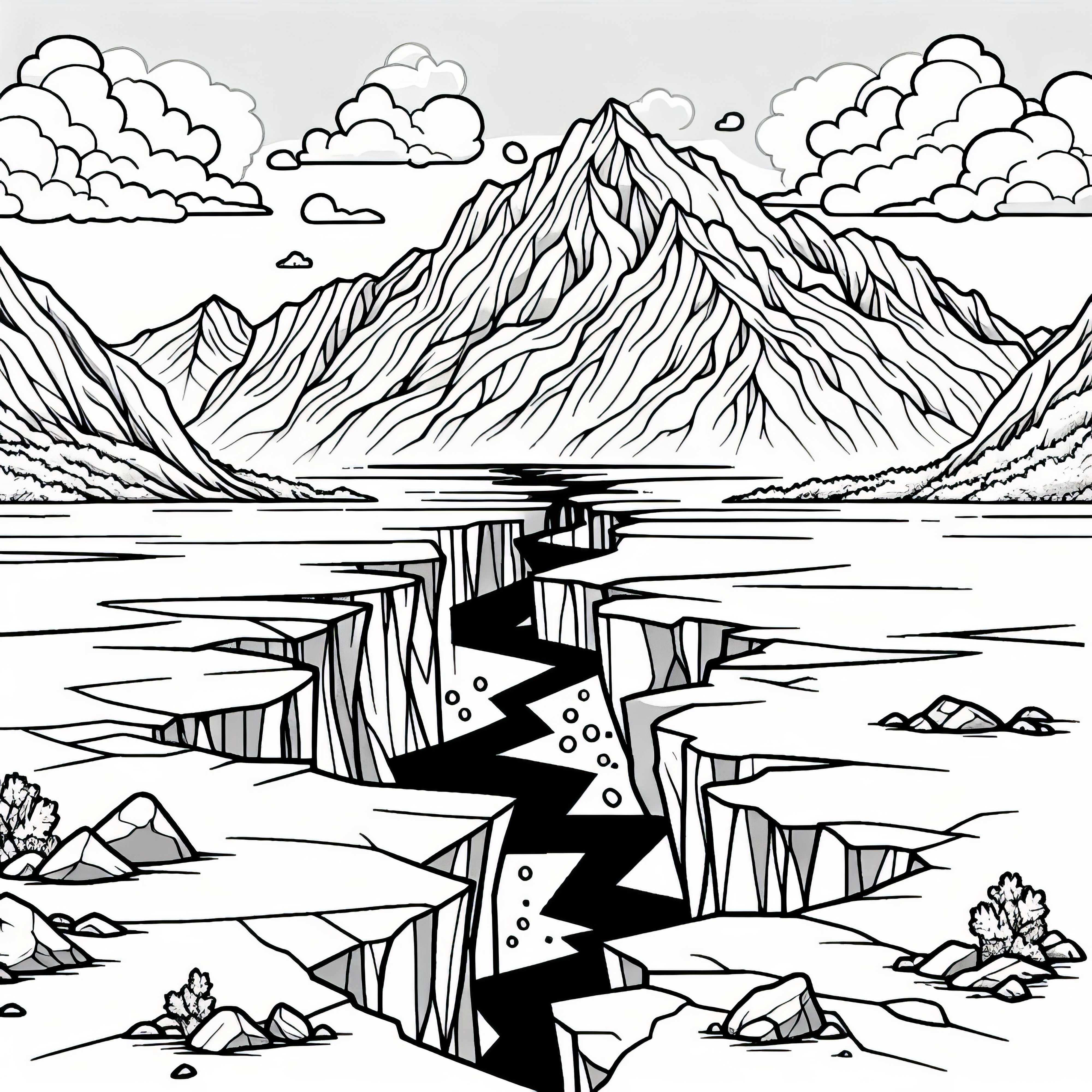 Ледникът се разцепва - картина за оцветяване за изтегляне Ледникът се разпада - Оцветяваща картина за изтегляне