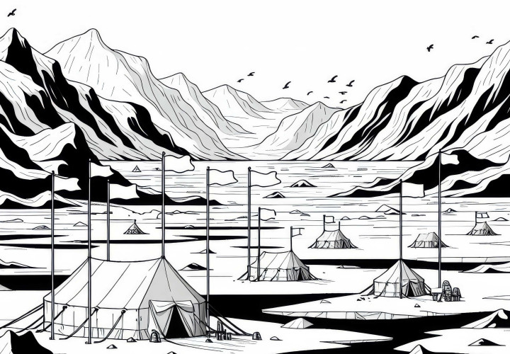 Лагер в Арктика - Безплатна оцветявка