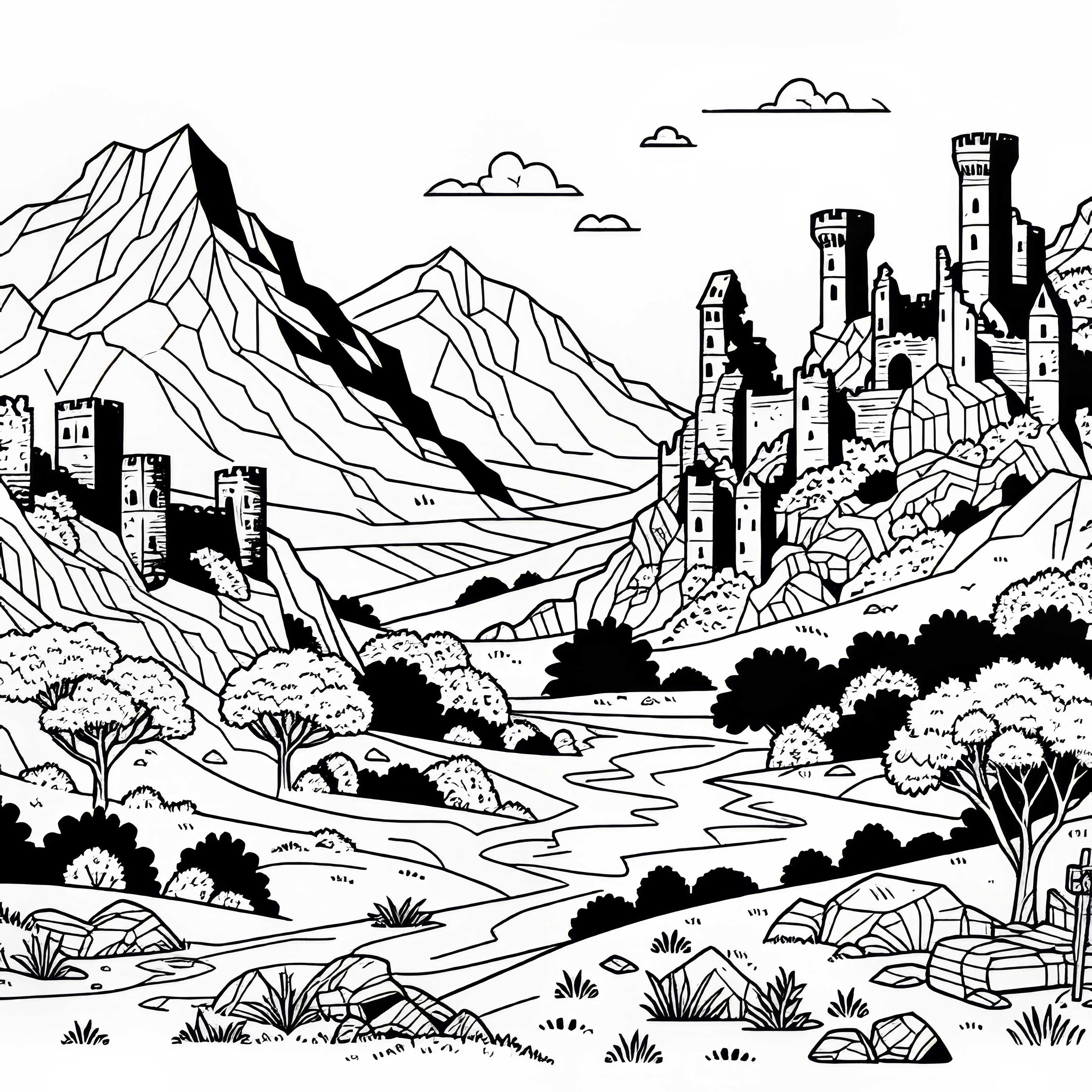 Безплатно изтегляне на шаблон за боядисване на руини на замък и онлайн оцветяване Безплатно изтегляне на шаблон за рисуване на руини на замък и онлайн оцветяване