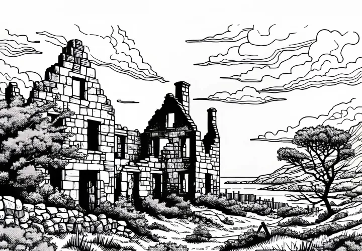 House Ruin Coloring Page Free