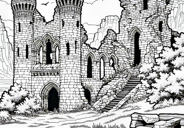 Рисунка за оцветяване на замъчна руина безплатно