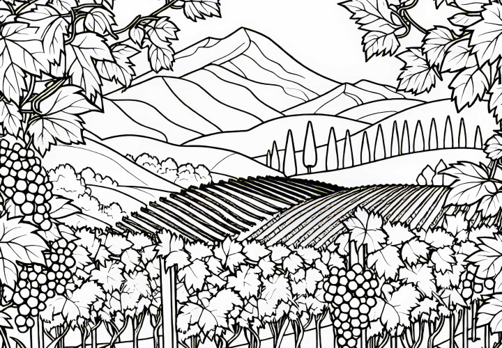 Grapevines with full bunches coloring page free