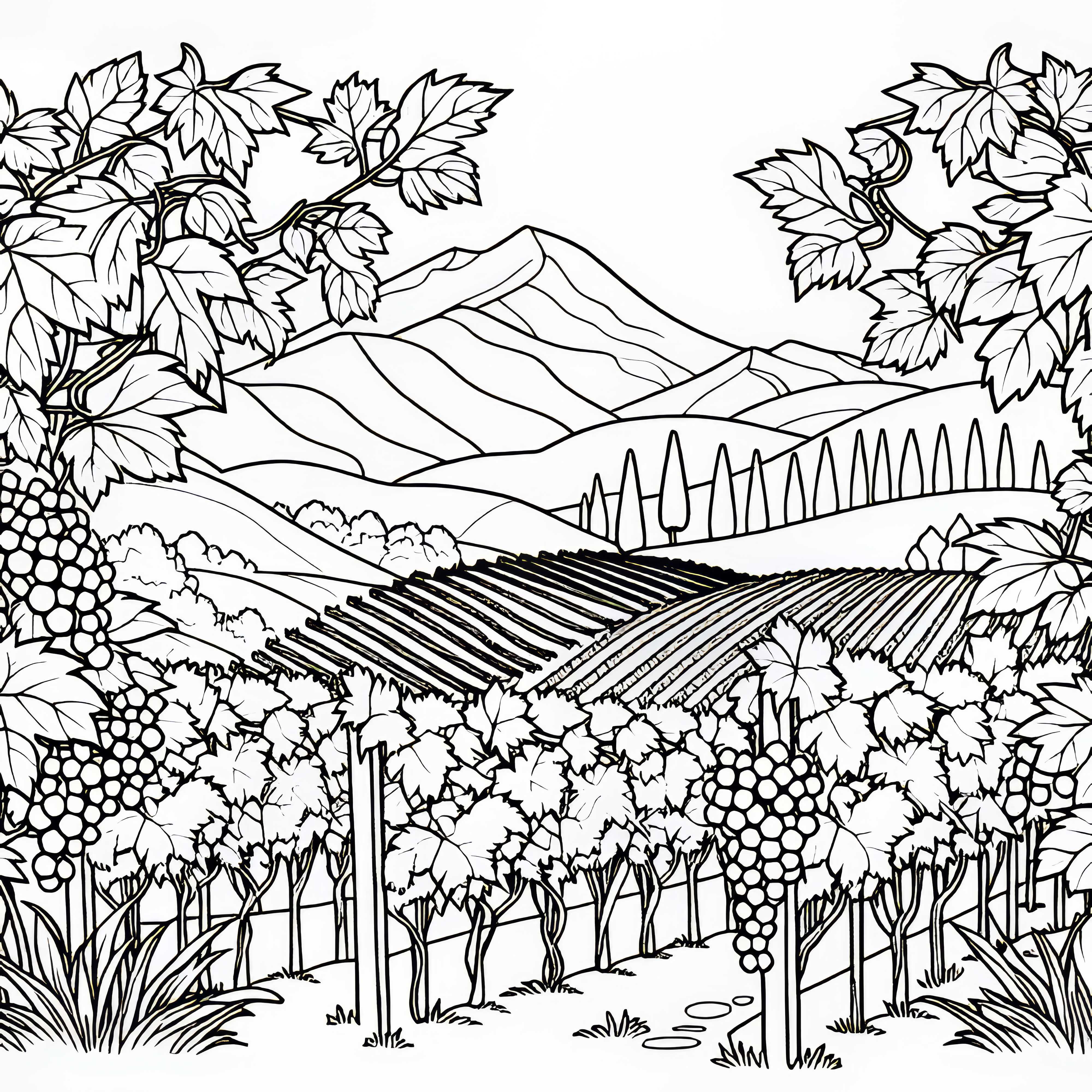 Grapevines with full grape bunches coloring page free
