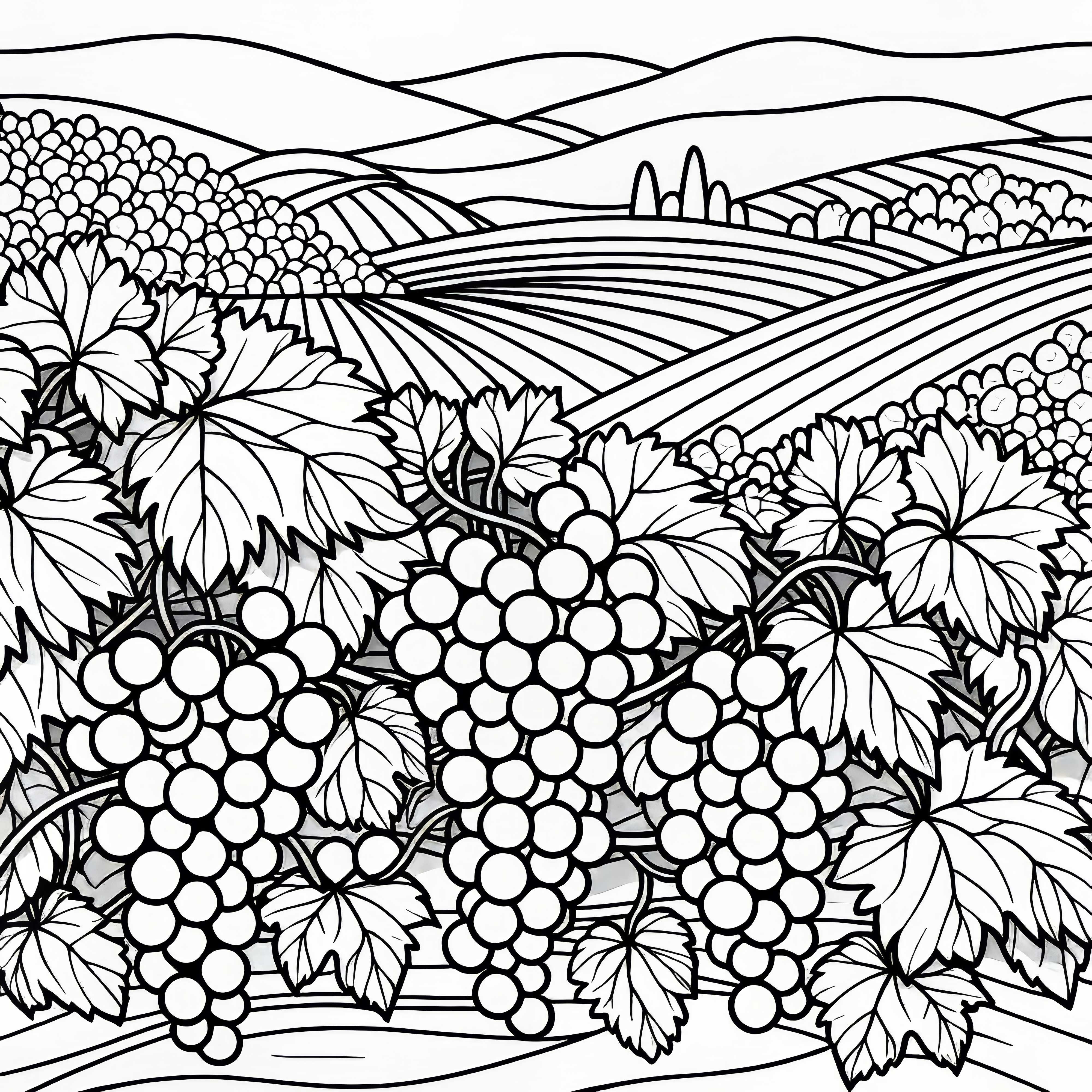 Grapevines with full grape bunches - Free coloring page vineyard Vines with full grape bunches - Free coloring page vineyard